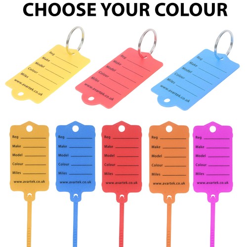 Car dealer key tags with - tags,